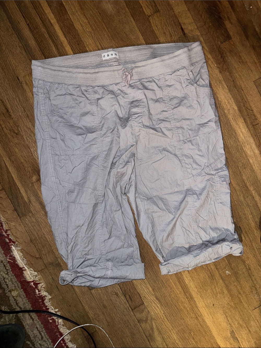da-sh Women's XL Gray Cargo Shorts Elastic Waist Drawstring